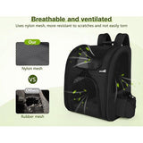 Pet Backpack with Mesh Window, Portable and Foldable Cat Bag, Breathable and Lightweight Dog Bag, Waterproof Oxford Cloth with Lots of Space, Multifunctional Non-Slip Black, XL