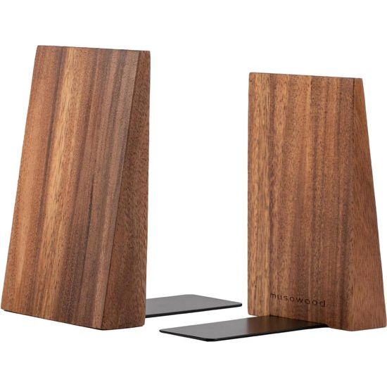 Wooden Bookends Bookend Book Holder for Shelves Decorative Bookends Bookends (Acacia - 1 Pair)