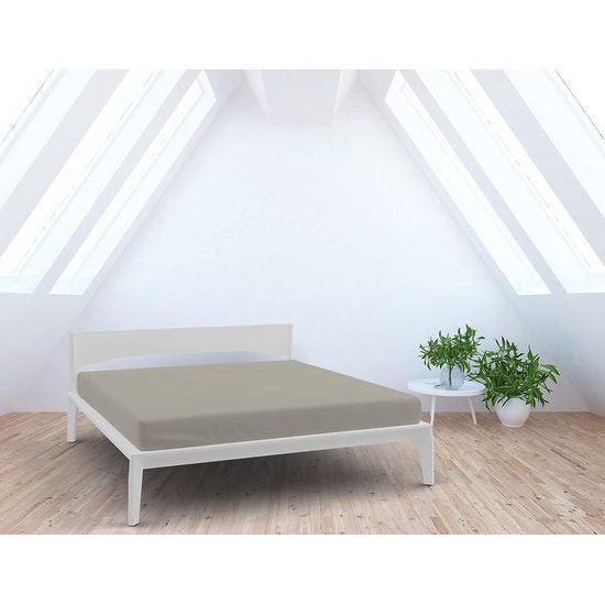 Hoeslaken schuin 35cm, microvezel, grijs, dubbel