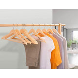 Pak van 20 44,5 cm natuurlijke houten kleerhangers met staaf en groef, robuuste hanger voor T-shirt overhemd pak jas jurk bruiloft top met bandjes
