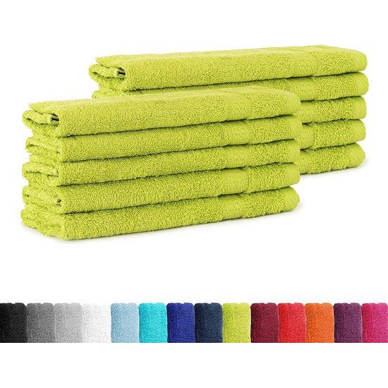 Set van 10 badstoffen gastendoekjes 30 x 50 cm, gastendoekjes van 100% katoen, Öko-Tex Made in Green, kleur appelgroen