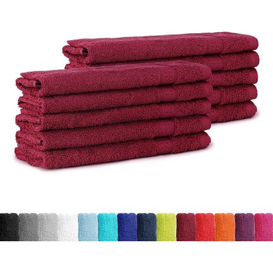 10-pack gastendoekjes, 30x50 cm voor een speciale prijs 100% katoen in vele kleuren - pak van 10 gastendoeken, 30x50 cm, kleur bordeaux