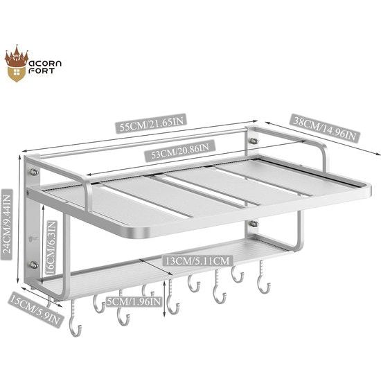 Magnetronhouder met 2 planken, plank voor de keuken, om op te hangen.