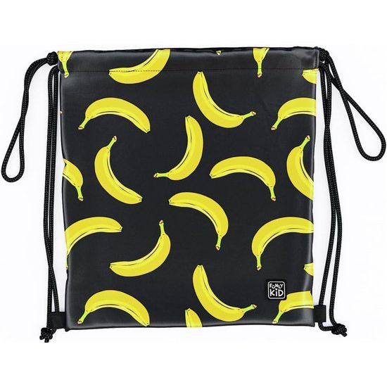 Gymtas voor meisjes en jongens, sporttas met trekkoordsluiting, tas voor school, wandelen en sport, waterdichte schooltas, Banana Black, klassiek