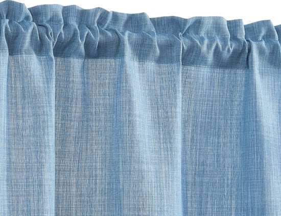 Vitrage bistrogordijn linnenlook raamgordijn gordijn gaas sjaals vitrage halftransparant raamgordijn keuken woonkamer landhuis set van 2 63 B x 60 H (cm) blauw
