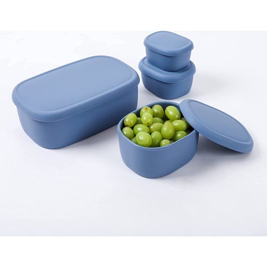 Siliconen voedselopslagset - herbruikbare luchtdichte voedselcontainers met deksel - lunch- en bentoboxen voor volwassenen en kinderen diepvriezer blauw