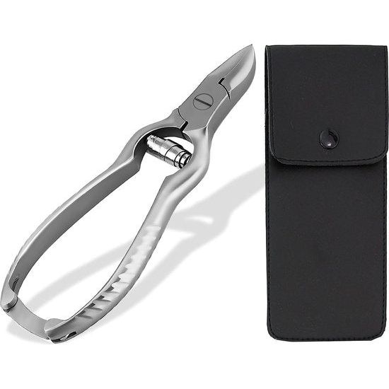 Professionele nageltang voetnageltang nagelschaar roestvrij gebogen snijvlak voetverzorging nagelknipper nagelknipper voor manicure en pedicure incl. etui (12 cm, nageltang)