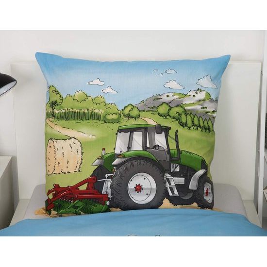 Set beddengoed tractor, kussensloop: 70x90 cm, dekbedovertrek: 140x200 cm, materiaal: 100% katoen, renforcé, met soepel lopende ritssluiting