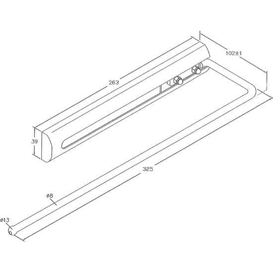 handdoekenrek, chroom, 1-armig, 325 mm, handdoekhouder, handdoekstang, wandhanddoekhouder