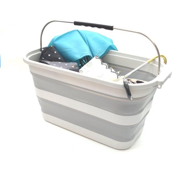 23,8 liter, inklapbaar, rechthoekig, praktische mand/emmer (grijs, middel)