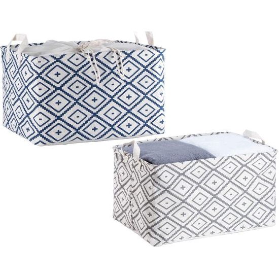 2 stuks opbergmanden, grote opvouwbare wasmanden met trekkoord, canvasstof, opbergdoos voor speelgoed, kleding, thuis, wasgoed (blauw)
