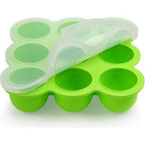 Opbergdoos voor babyvoeding, 9 vakken, met siliconen deksel, perfect voor zelfgemaakte babyvoeding, groenten, ijsblokjes, fruitpuree en moedermelk (groen)