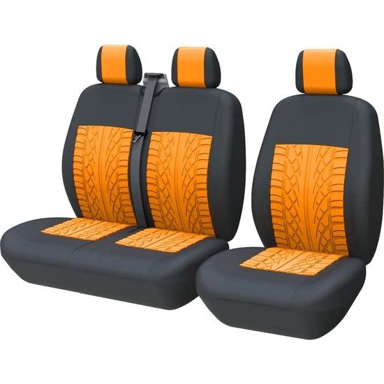 universele auto stoelhoezen voor van vrachtwagen voorstoelen auto stoelhoezen 3D bandenspoor patroon 1 + 2 stoelhoes beschermers oranje