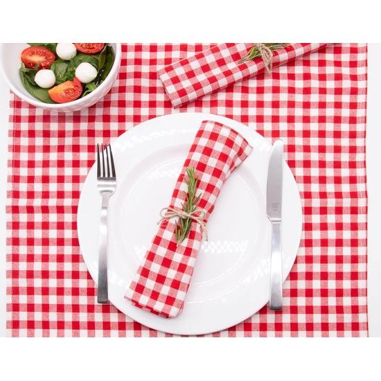 Set van 6 servetten Landhaus, 45 x 45 cm, rood wit geruit Vertaling: Set van 6 servetten Landhaus, 45 x 45 cm, rood-wit geruit