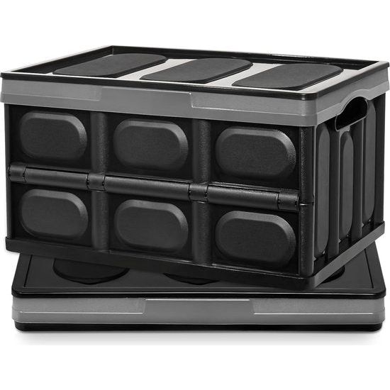 2 stuks 55 l professionele vouwbox transportbox opbergdoos met deksel en handgreep van kunststof, herbruikbaar
