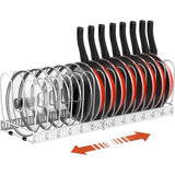 Housolution pannenhouder voor lade, uitbreidbare potdekselhouder met 14 verstelbare verdelers, potdeksel opbergpan organizer dekselhouder voor keuken, wit