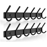 Kapstok, 2 stuks, roestvrij staal, kapstokken, kapstokken, dubbele haken, draaglast tot 30 kg, zwart, 6 haken