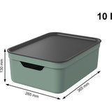 Set van 3 opbergdozen 10L met deksel