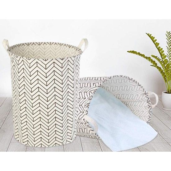17,7 inch wasmand, opvouwbare pop-up wasmand, waterdicht, rond, katoen, linnen, voor slaapkamer, opslag, babykleding, speelgoed