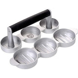 GRÄWE Hamburgerpers voor 3 mini-burgerpers, 3 mini-hamburgerpers van gegoten aluminium met antiaanbaklaag en 60 vellen bakpapier