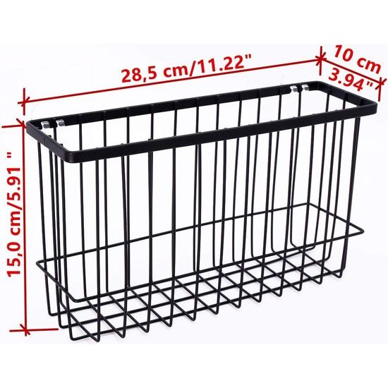 Easygood Opbergmand voor kast, set van 2 opbergmanden, wandmontage met zelfklevende pads, zwart (2 stuks)