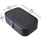 Sieradendoosje voor op reis, draagbaar juwelendoosje met spiegel, sieradenkistje voor halskettingen, armbanden, ringen, oorbellen, zwart