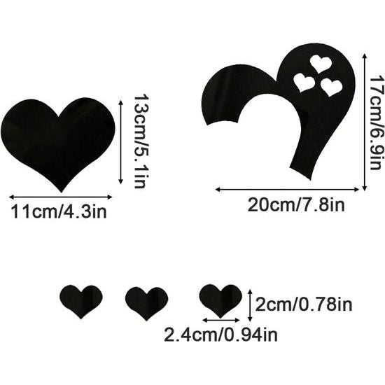 Set van 2 explosieveilige zelfklevende acrylspiegels, ideaal voor wanddecoratie in de badkamer, woonkamer en slaapkamer (zwart)