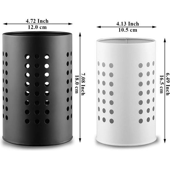 Keukengereihouder, roestvrijstalen gebruiksvoorwerpcaddy, gebruiksvoorwerporganisator voor spatels, keukendecoratie, set van 2, zwart en wit