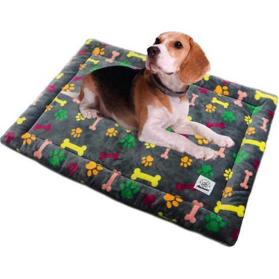 Hondenmat, hondendeken, wasbaar, duurzaam, 80 x 60 cm, hygiënisch en antislip, rechthoekig, zachte hondenbedden met behaaglijk pluche voor honden en katten, meerkleurig