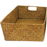 Zeegras Opbergmand met handvat Handgemaakte Opbergmand Patchwork Rotan Zeegras Buikstro Tuin Bloempot Wasmand