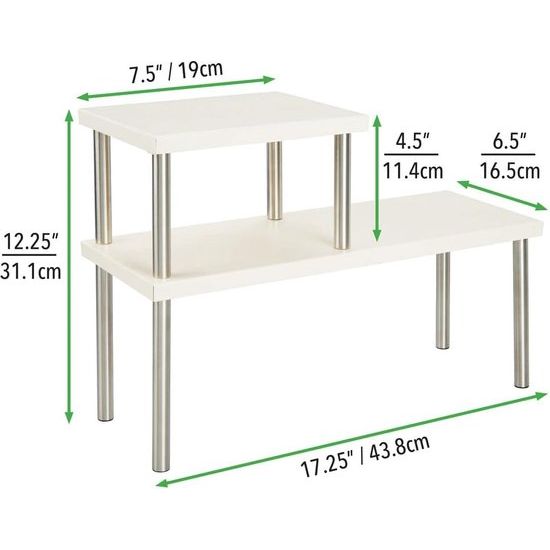Keukenplank met 2 planken - Slank bordenrek voor werkbladen en kasten - Twee lagen metaal en roestvrij staal afdruiprek voor keuken