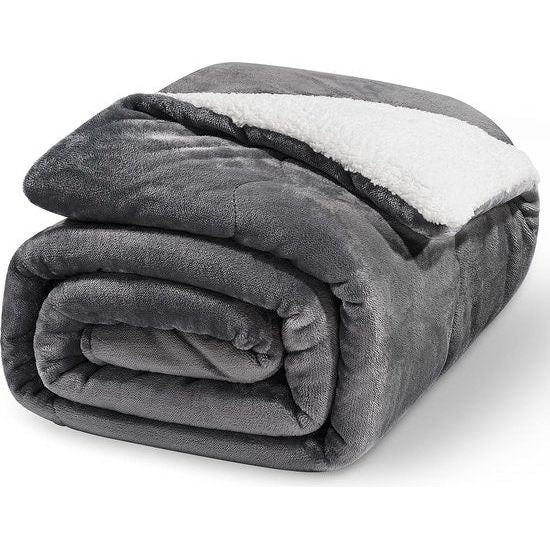 Knuffeldeken, pluizige bankdeken, dikke woondeken voor bank, fleece dekbed voor winter, wasbaar, fleecedeken, Tedi outdoor, 220 x 240 cm