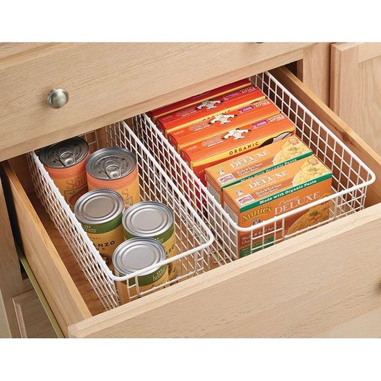 Multifunctionele mand – de flexibele opbergmand voor de keuken, voorraadkamer enz. – compacte en universele draadmand met handgrepen – wit