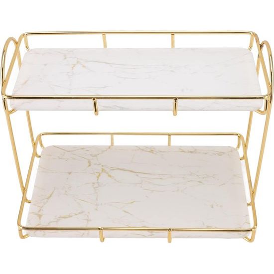 Badkamer-opbergrek, goud-wit, 2 niveaus, make-uprek, menselijke structuur, antislip toonbank-organizer (groot) Badkamer opbergrek, goud-wit, 2 niveaus, make-uprek, menselijke structuur, antislip toonbank-organizer (groot)