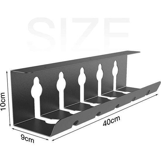 Kabelgoot bureau, kabelhouder kabelkuip tafel set van 2, kabelmanagement bureau voor orde op de werkplek, kabelmand 43 x 12 x 10 cm (zwart)