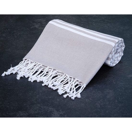 Fouta hamamdoek, badhanddoek, ideaal voor strand, sauna, yoga, reizen, baden - XXL (100 x 180 cm) - 100% katoen, Oeko-Tex® (lichtgrijs)