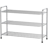 Schoenenrek, Schoenenrekken 3 niveaus roestvrij staal, schoen organisator voor maximaal 9-12 paar schoenen, schoenenrek voor Woonkamer, kledingkast en Hal, 68 x 26 x 55 cm