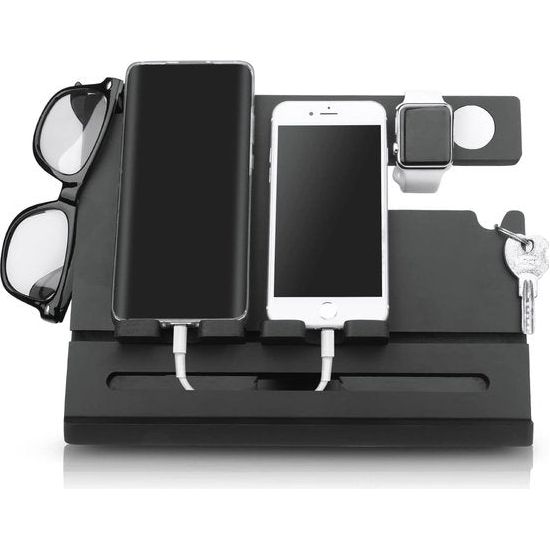 Houten Docking Station As Sleutelhouder Portemonnee Stand Horloge Organizer Mannen Vrouw Vader Verjaardagscadeau