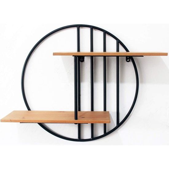 Rustieke houten metalen wandplank Wandgemonteerde decoratieve ronde wandplank voor woonkamer badkamer keuken