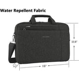 Laptoptas, 15,6 inch, notebooktas, aktetas, tablettas, schoudertas, waterafstotend, satchel business-laptoptas voor vrouwen en mannen, zwart, herbruikbaar, zwart