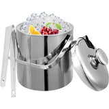 IJsemmer, roestvrij stalen ijsemmer met dubbele isolatie, ijsemmer voor cocktailbar, incl. ijsemmer, tang, deksel, ijsnooster, duurzame koude opslag voor wijn, bier