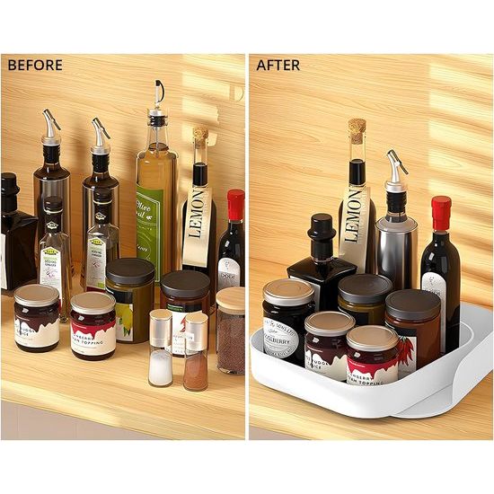 Lazy Susan Draaitafel Kastorganisator voor Hoekkast - Roterend Vierkant Kruidenrek voor Keukenopslag en Organisatie, Antislip Koelkastorganizer