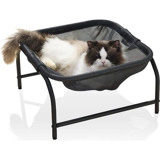 Groot vierkant kattenbed, 2022 upgrade verhoogde hangmat voor katten, kattenbed om te slapen, kattenmand voor binnen en buiten, kattenaccessoires, kattennest voor kat of bank voor de zome