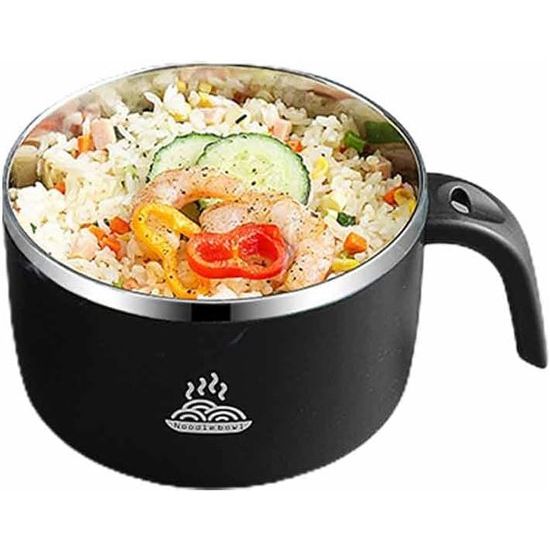 Instant Noodle Bowl, roestvrijstalen pastakom, 900 ml, Bento Box, draagbaar, lekvrij, instant pastakom, rijstkom, voor voedsel, met deksel en deksel, soepkommen (klein)