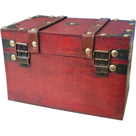 Wooden Treasure Chest Pirate Chest Small Wooden Treasure Chest with Lock Vintage Wood Treasure Chest with Lock Mini Treasure Chest for Decoration and Storage