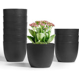 Bloempot, zelfwaterende bloempot, set van 10 stuks, klein, ideaal voor binnen en buiten, bloempot voor orchideeën, basilicum en kruiden, zelfbewaterende pot, zwart
