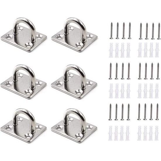 6 stks M5 roestvrijstalen oogplaat met oogje, roestvrijstalen dekplaat, oogplaten voor luifel/muurbevestiging, plafondbevestiging, muurhaak, plafondhaak