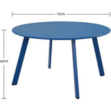 Salontafel, bijzettafel, balkontafel, premium staal, eenvoudige montage, buitentafel voor buiten, binnen, woonkamer, kantoor (blauw)