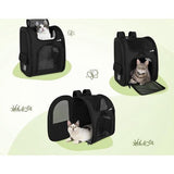 Pet Backpack with Mesh Window, Portable and Foldable Cat Bag, Breathable and Lightweight Dog Bag, Waterproof Oxford Cloth with Lots of Space, Multifunctional Non-Slip Black, XL