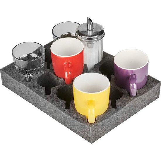 1 x bekerhouder, glazenhouder, bekerhouder, ruimte voor 12 stuks, schuimstof voor camping, caravan, camper, boten, schepen, geproduceerd in Duitsland, gecertificeerd